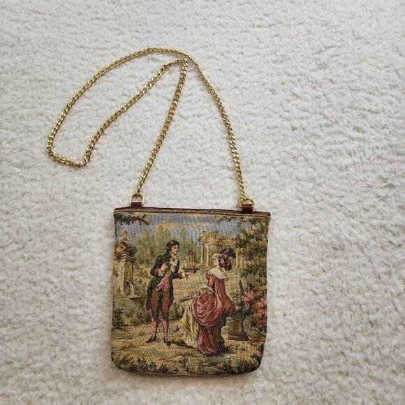 Unbranded Handbags - Vintage Tapestry Crossbody Shoulder Handbag Purse Romantic Victorian Gold Chain